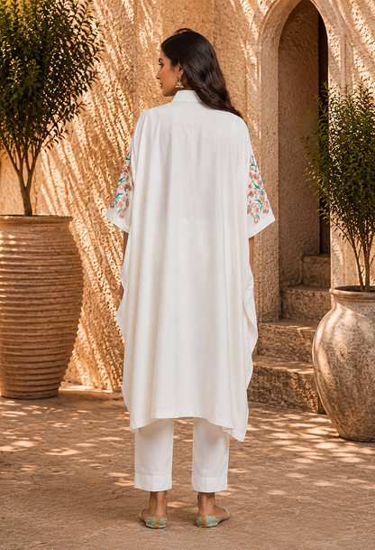 White Kaftan Kurta Set